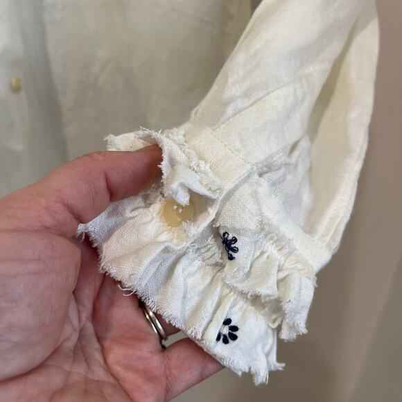 Jupe by Jackie Linen Cotton Button Down Blouse Romantic Cottagecore Womens S - Picture 4 of 8